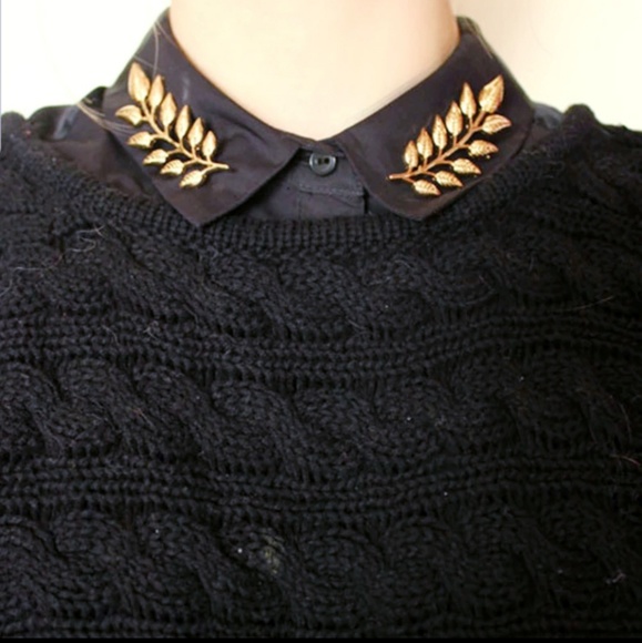 Pair of Leaf Brooches Leaves Collar Pin - Picture 3 of 6